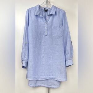 Jones & Co Linen‎ Jones New York Blue Chambray Button Long Sleeve Tunic Size 1X